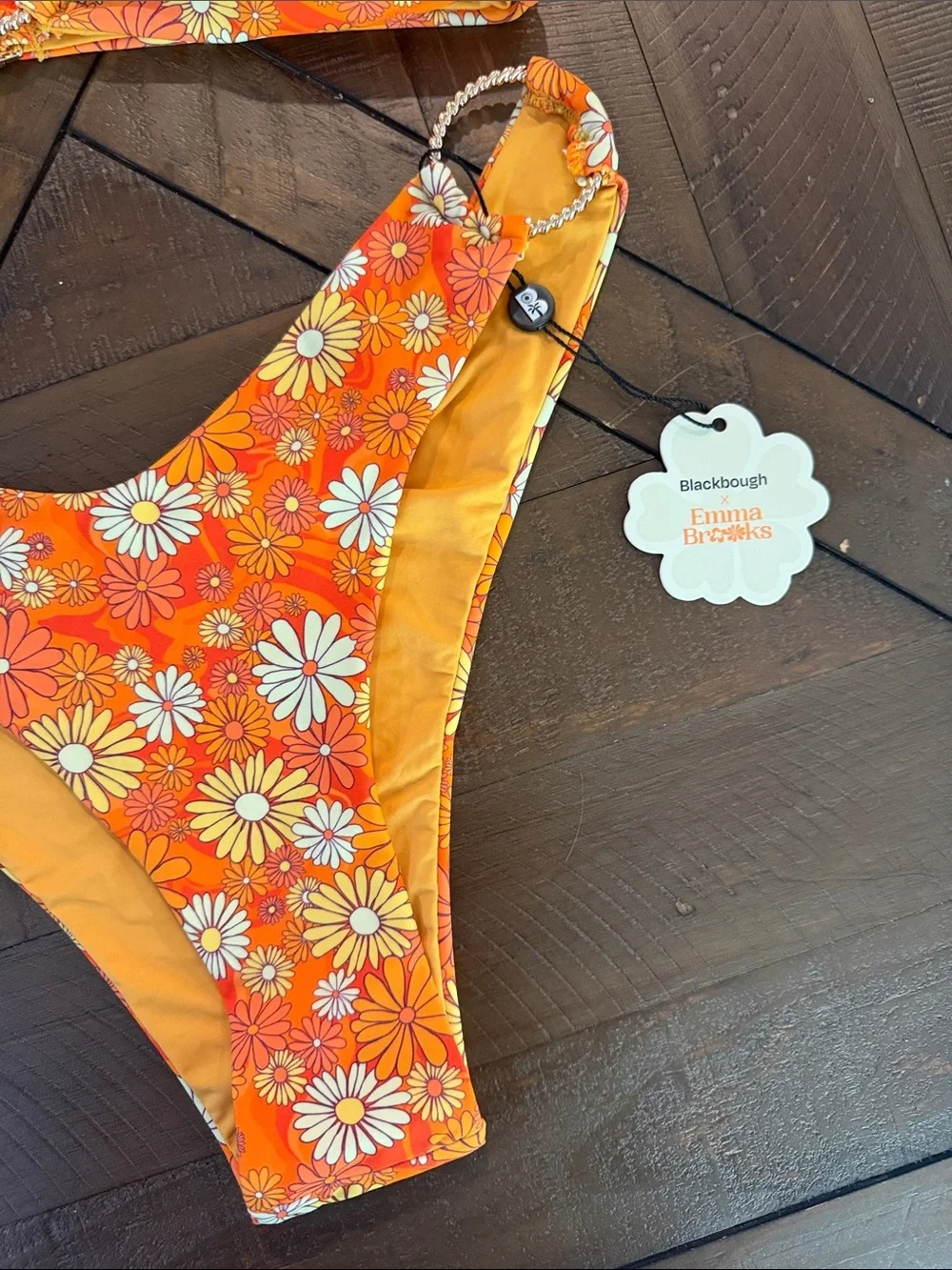 NWT Blackbough Swim X Emma Brooks Orange Floral Bikini Set XL Bottoms L Top